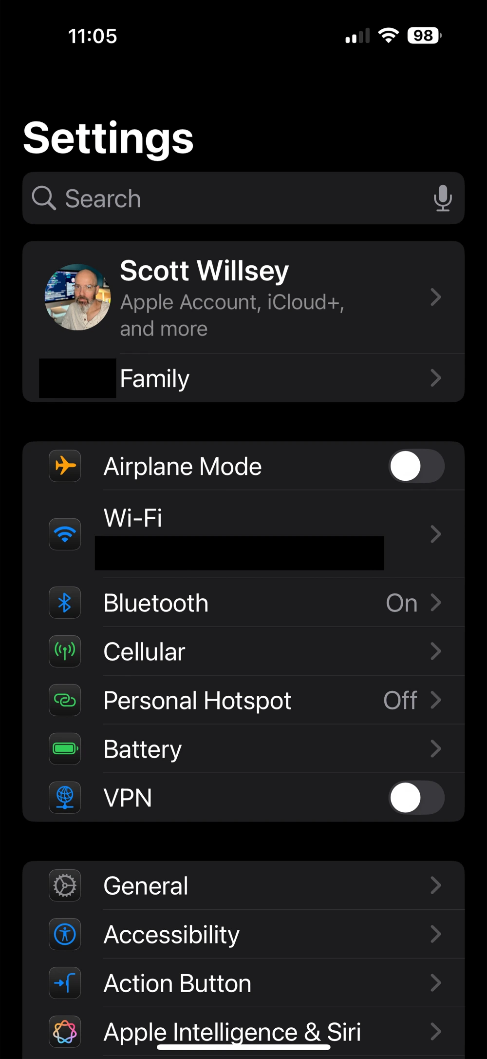 Settings on
iOS
